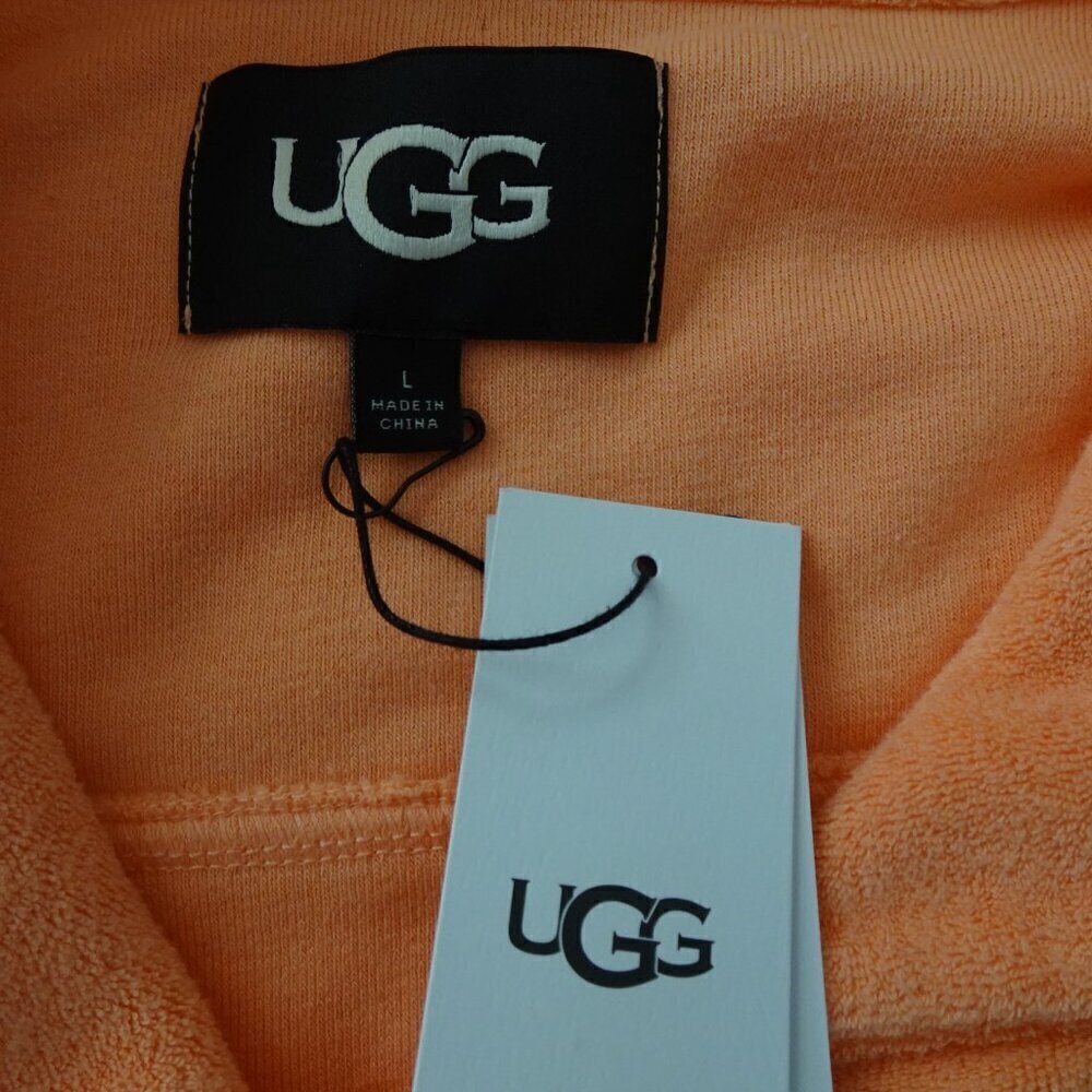 UGG Saniyah Button Down Top Women's Size L Orange Short Sleeve Terry Cloth Crop - Picture 5 of 10
